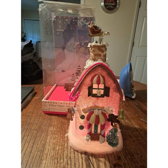 MerryBrite Fiber Optic Snow House Light Up Santa Reindeer Christmas Holiday 14" - Picture 1 of 12